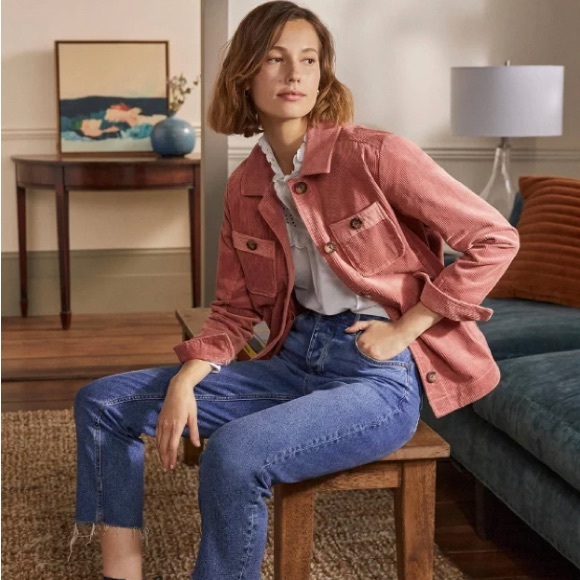 Boden Shacket Jacket Womens 6 Corduroy Pink Long Sleeve Button Wide Wale Shirt - Picture 16 of 16